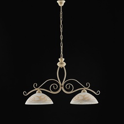 [S-BL225-2-AV] Lampadario in ferro Avorio Decape rifinitura Oro due luci 81x h50 cm