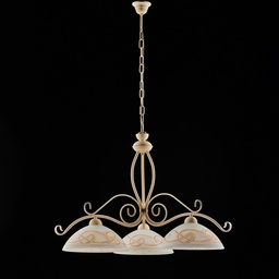 [S-BL225-3-AV] Lampadario in ferro Avorio Decape rifinitura Oro tre luci 71x h56 cm