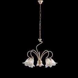 [S-BL230-5-AV] Lampadario in ferro Avorio Oro cinque luci camera 57x h46 cm