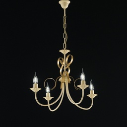 [S-BL139-4-AV] Lampadario in ferro Avorio decape Oro quattro luci 61x h47 cm
