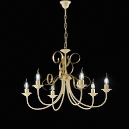 [S-BL139-6-AV] Lampadario in ferro Avorio decape Oro sei luci 73x h50 cm