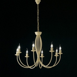 [S-BL147-8-AV] Lampadario in ferro Avorio decape otto luci 74x h60 cm