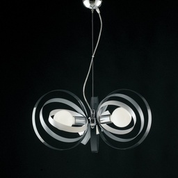 [S-BL151-3-BG] Lampadario in ferro Bianco Grigio tre luci rifiniture Cromo 58x h30 cm