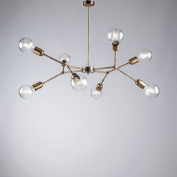 [S-BL254-PL8-BRZ] Lampadario in ferro Bronzato Spazzolato otto luci 79x h66 cm industrial