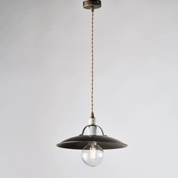 [S-BL234-1-BR] Lampadario in ferro Marrone Oro industrial Bianco una luce 30x h14 cm