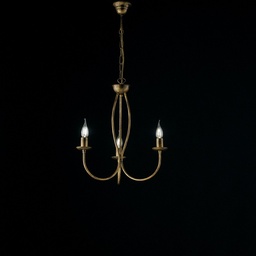 [S-BL147-3-BR] Lampadario in ferro Marrone Oro tre luci 45x h50 cm