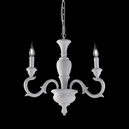 [S-BL172-3-BCO] Lampadario in legno Bianco Shabby tre luci 43x h50 cm