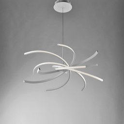 [S-BL242-SBC] Lampadario in metallo e alluminio Bianco LED integrato 70x h150 cm