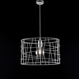 [S-BL168-1-BA] Lampadario industrial a sospensione in ferro Bianco Argento una luce 41x h29 cm