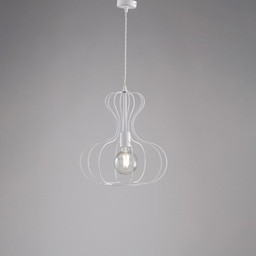 [S-BL206-BA] Lampadario industrial sospensione in ferro Bianco e Argento urban 35x h40 cm