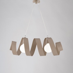 [S-BL141-2-TO] Lampadario moderno a sospensione in ferro due luci Tortora 54x h20 cm