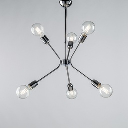 [S-BL222-6-CR] Lampadario moderno in ferro Cromato lucido sei luci 43x h62 cm urban