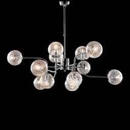 [S-BL213-12-CR] Lampadario moderno in ferro cromo lucido 12 luci  cm 105