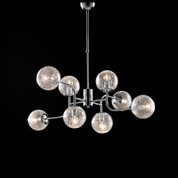 [S-BL213-8-CR] Lampadario moderno in ferro cromo lucido 8 luci cm 93