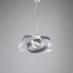 [S-BL156-1-BG] Lampadario moderno sospensione in ferro Bianco e Grigio una luce  cm 54x h25