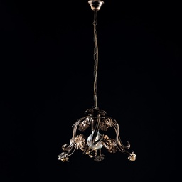 [S-BL169-1-BR] Lampadario  rosoni a sospensione in ferro Marrone Oro una luce 47x h31 cm