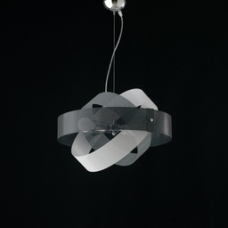 [S-BL126-2-BG] Lampadario sospensione moderna Grigio Bianco 2 luci diametro 47x h13  cm