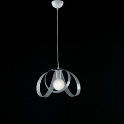 [S-BL129-1-BG] Lampadario studio sospensione in ferro Bianco Grigio una luce 32x h24 cm