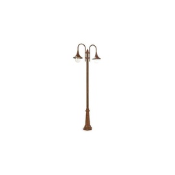 [S-SOV896/11] Lampione 2 luci struttura in pressofusione di alluminio ruggine  h.230 cm