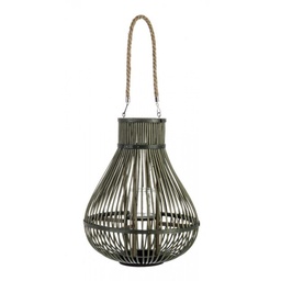 [S-B0140949] Lanterna Belem verde con manico in bamboo