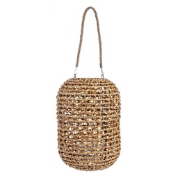 [S-B0140954] Lanterna Eldore naturale con manico in iuta