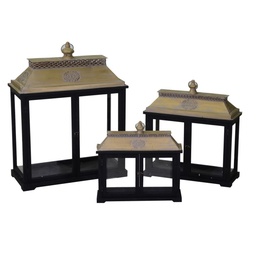 [S-V3725600000] Lanterna in legno 1-3 nero - Set di 3 lanterne rustiche ed eleganti