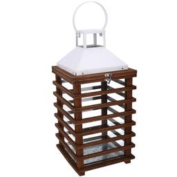 [S-V3723230000] Lanterna rettangolare in legno marrone cm23,5x23h49