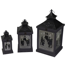 [S-V3726370000] Lanterna in legno e metallo con 1-3 pupazzi bianco argento, quadro cm30,5x30,5h63