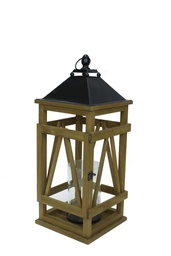 [S-V3726450000] Lanterna in legno e metallo naturale antracite, quadro cm24x24h61