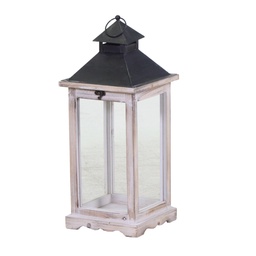 [S-V3724090000] Lanterna in legno sbiancato rettangolare 19x19x42,5 cm