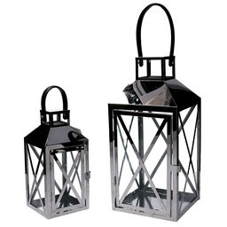 [S-V3726540000] Lanterna in metallo argento quadro cm19x19h42