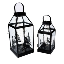 [S-V3725300000] Lanterna in metallo nero 1-2 cm17x17h37