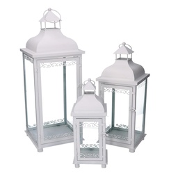 [S-V3725080000] Lanterna in metallo bianco 20x20x53,2 cm