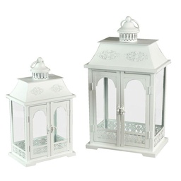 [S-V3714000000] Lanterna rettangolare in metallo bianco, dimensioni cm24x16,3h43
