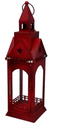 [S-V3726470000] Lanterna Metallo Rosso Quadro 13x13x45,5 cm