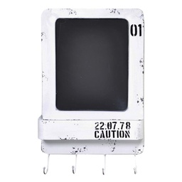 [S-V6442230000] Lavagna Metallo Bristol Bianco con Mensola e Appendino 4 Posti cm35x57,5x7