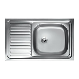 [S-FZ96561] Lavello cucina vasca con gocciolatoio sx in acciaio da appoggio 50x80 cm
