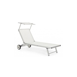 [S-B0815052] Lettino Cross pieghevole con ruote in alluminio bianco - 65x196x62 cm