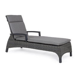 [S-B0661853] Lettino con cuscini Britton antracite 205x72/106x42 cm