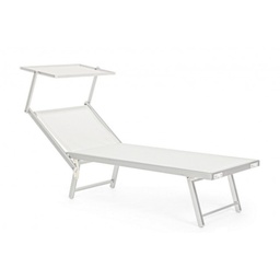 [S-B0815050] Lettino Prendisole Sdraio Esterno Bianco - Struttura in Alluminio Anodizzato 43x42x1.1mm/40x23x1.2mm, Tessuto in Textilene 4x4 660gr/m2, Due Posizioni, Pieghevole