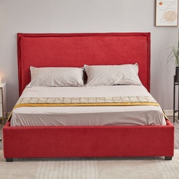 [S-FZ99736] Letto Matrimoniale Contenitore Tessuto Rosso  170x206x118 cm