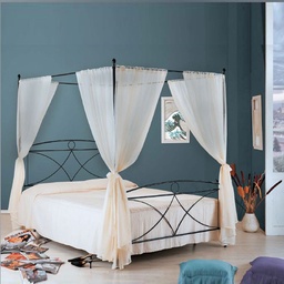 [S-ALICEBAL1601D1] Letto in ferro matrimoniale con baldacchino Nero ALICE 166x208x h210 cm