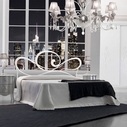 [S-CUPIGIRO1601D3] Letto in ferro matrimoniale con giroletto in ferro Bianco  CUPIDO 186x202x h133 cm