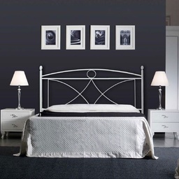 [S-ALICEGIR1601D3] Letto in ferro matrimoniale con giroletto in ferro Bianco ALICE 166x202x h128 cm