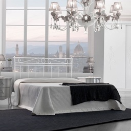 [S-LEO.GIRO1601D3] Letto in ferro matrimoniale con giroletto in ferro Bianco LEONARDO 170x202x h118 cm