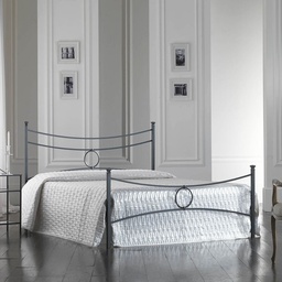 [S-CONCAPED1601D1] Letto in ferro matrimoniale con pediera Nero CONCA 166x208x h117 cm