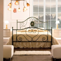 [S-LORYPEDI1601D9] Letto in ferro matrimoniale con pediera Verde LORY 170x208x h130 cm