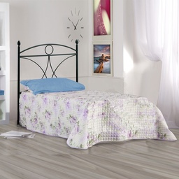 [S-ALICEGIR0851D1] Letto in ferro singolo con giroletto in ferro Nero ALICE 92x208x h128 cm