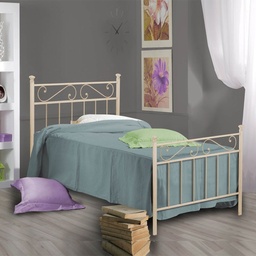 [S-TEVEPEDI0851D6] Letto in ferro singolo con pediera Avorio TEVERE 92x208x h117 cm