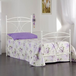[S-ALICEPED0851D3] Letto in ferro singolo con pediera Bianco ALICE 92x208x h128 cm
